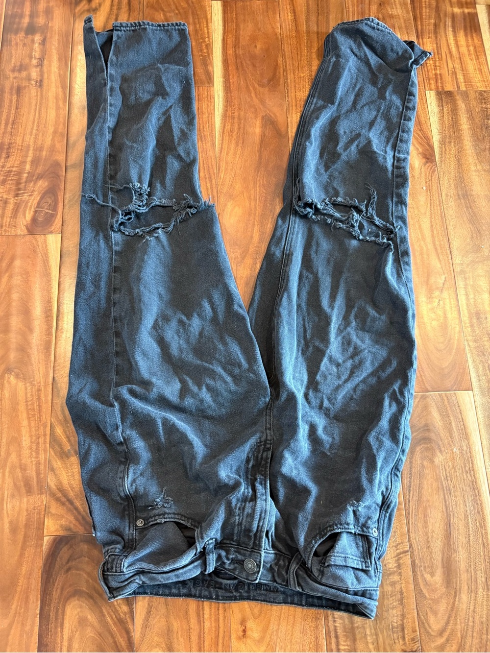 American Eagle Outfitters Black Distressed Boot Cut Jeans